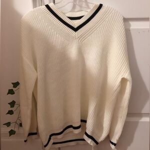 Shein Striped Knit V-Neck Sweater